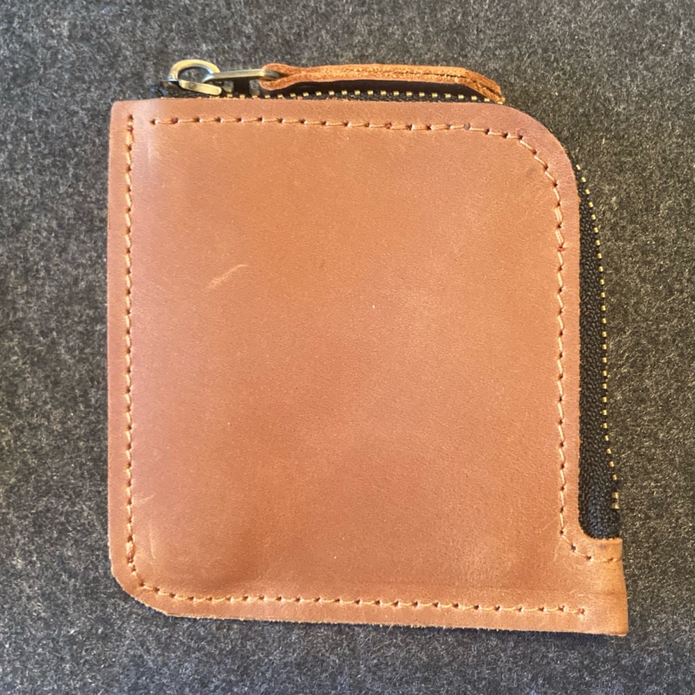 Handmade Brown Leather Zip Wallet - NWOT